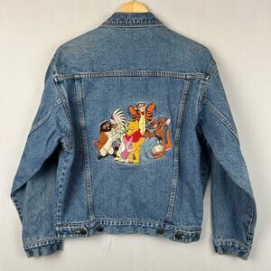 The Disney Store Winnie the Pooh Bear Denim Jean Jacket Measures Women's Size L